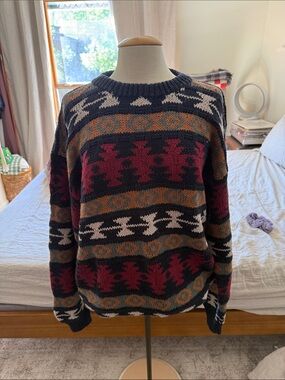 Men's Patterned Crewneck Sweater - Multicolor